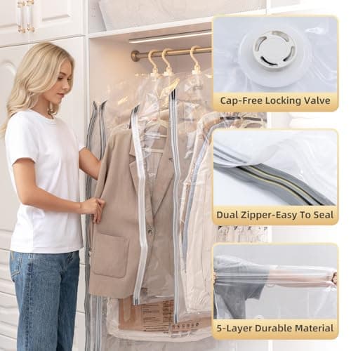 TAILI Hanging Vacuum Storage Bags, Vacuum Storage Bags for Coats, 4 Jumbo — view 5