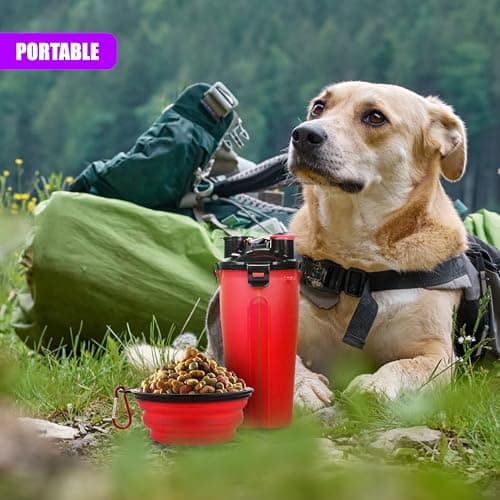 GEEZY 2 in 1 Dog Water & Food Bottle with Collapsible Bowl – Dual Compartments, Leakproof Lid, Travel-Friendly, Easy Grip – Great for Walks, Hiking, Outdoors, Dog & Puppy Lovers — view 5