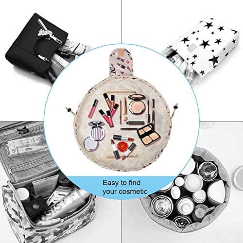 URAQT Makeup Bags for Women, Lazy Drawstring Cosmetic Bags, Large Capacity Flat Toiletry Bags, Waterproof Portable Travel Makeup Organiser — view 6