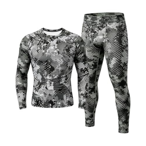 Generisch Men's Functional Underwear, Motorcycle Thermal Underwear, Sports Undershirt, Sports Undershirt and Compression Trousers Set, Lightweight Tracksuit, Colour Block Sports Suit, gray, L