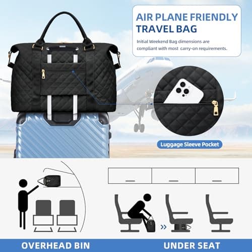 CLOUDWINGS Personalized Gifts for Teen Girl Initial Travel Duffle Bag, Black, 19" x 8.5" x 12.5", O — view 5
