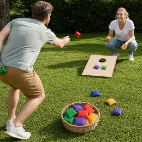 10 Pack Cornhole Bean Bags, Bean Bags Toss, Canvas Fabric, 5x5.5cm Each — view 5