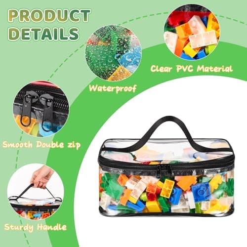 4 Pack Clear Toy Storage Bags, PVC Waterproof Toy Organizer, Black — view 3