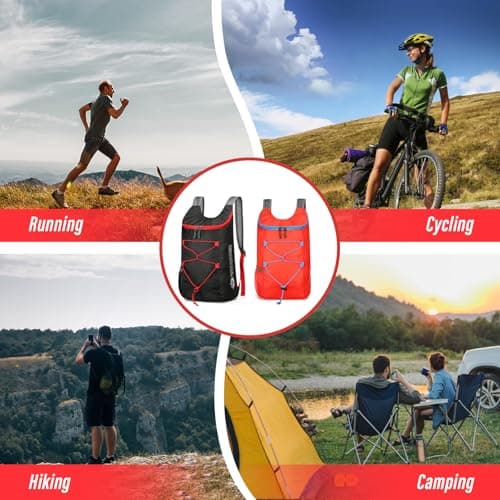 Sahunfri 2 Pcs Ultra Lightweight Backpack, Foldable Backpack Water Resistant Travel Rucksack, Multi-Functional Foldable Backpacks Womens Men For Camping, Hiking, Biking — view 5