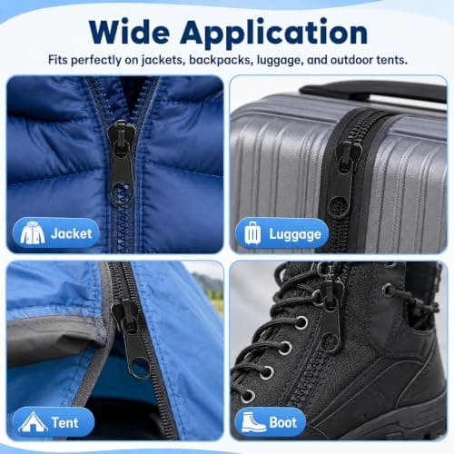 12 Pack Universal Detachable Zipper Repair Kit Seamless Smooth Quick Replacement for Jackets, Coats, Suitcases, Bags, Skirts, Dresses and Accessories — view 5