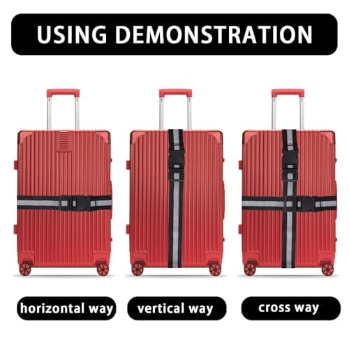 AYNKH 2 Pcs Luggage Straps with 10 Pcs Luggage Tags, Adjustable Heavy Duty Luggage Straps, Suitcase Straps, Personalised Luggage Belt Premium Accessory for Travel Bag Suitcase — view 2