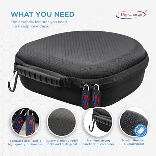 Digicharge Carry Case for Sony WH-CH520 / WH-CH510 / MDR-ZX110, JBL LIVE 680NC / Tune 520BT / 510BT Headphones Wireless Bluetooth Flat Folding On-Ear, Protective Cover Travel Storage Bag — view 4