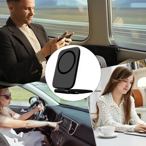 Magnetic Phone Holder - Ultra Thin Adjustable Foldable Stand, Strong Magnet Mount Base, Non Slip Viewing Support | Car Suv Rv Sedan Dashboard Desk Table Office Gym Dorm Travel Outdoor Camping — view 3