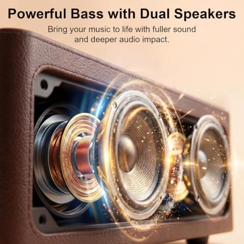 Gueray Portable Leather CD Player Bluetooth with Speakers 3600mAh Battery — view 5