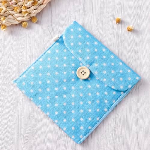 ABOOFAN Blue Cotton Sanitary Pad Holder Polka Dot Pouch for Women Travel — view 4