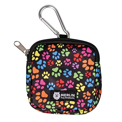 Small Dog Treat Bag, Dog Treat Training Pouch Bag, Pocket Size Travel Dog Walking Bag, Dog Walk Treats Pouch, Dog Treat Pouch, Pet Bag For Lead Treats, Pet Treat Pouch For Training (Pawprint)