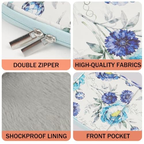 HoYiXi Universal Sleeve Bag for 6-6.8 inch E-Book Reader Compatible with 6.8" Kindle Paperwhite 2025-2012/6" All-new Kindle/Kobo/PocketBook,6" EReader With Anti-Drop Protective Cover,Blue roses — view 4