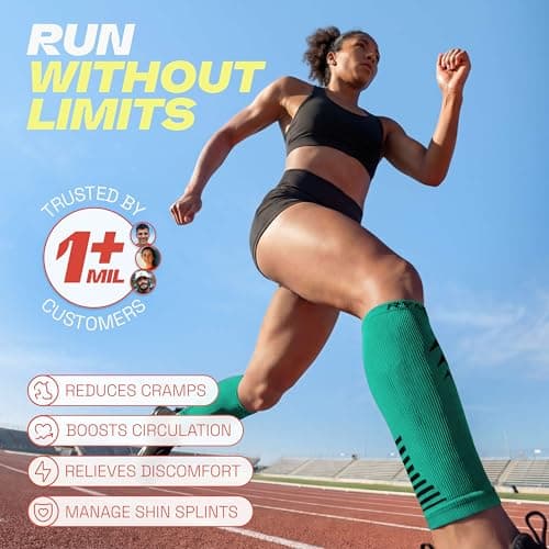 Rymora Calf Compression Sleeves for Men & Women (Ideal for Sports, Running, Shin Splints & More) (One Pair) (Turquoise) (Medium) [M] — view 2