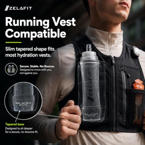 ZelaFit® Running Water Bottle 500ml - Collapsible Water Bottle, Perfect Running Accessories - Hydration Vest Compatible Leakproof Soft Flask - Easy-Fill and Lightweight (2) — view 5