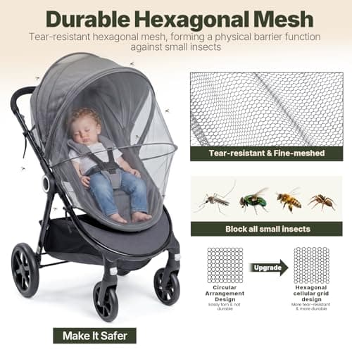 Orzbow Mosquito Net for Pram, Two-Way Zippers for Easy Access — view 3
