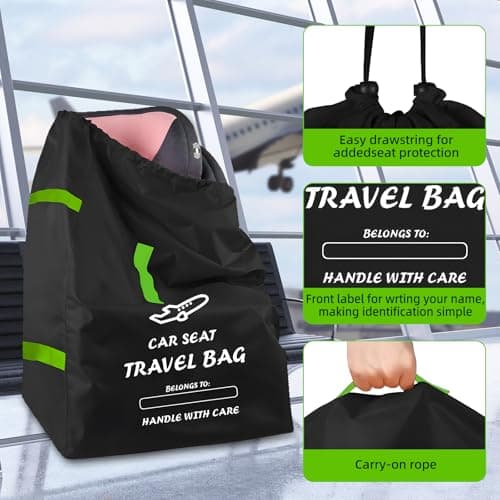 YooGoal Car Seat Travel Bag, Portable Car Seat Cover for Airplane, Large Waterproof Gate Check Bag with Shoulder Strap for Child Seats — view 4
