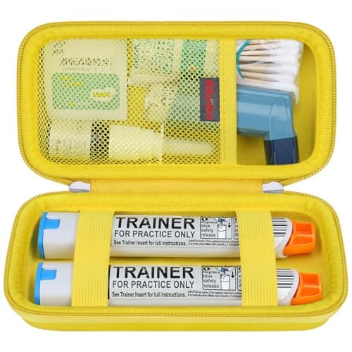Elonbo EpiPen Carrying Case, Travel Medicine Kit for 2 Epi Pens, Yellow
