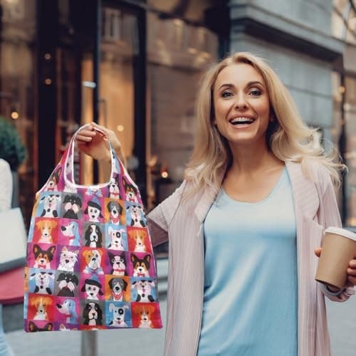 LIUQOBN 8 Pack Foldable Shopping Bags In Pouch, Reusable Shopping Bags, Portability Foldable Bag For Daily Use Travel — view 3