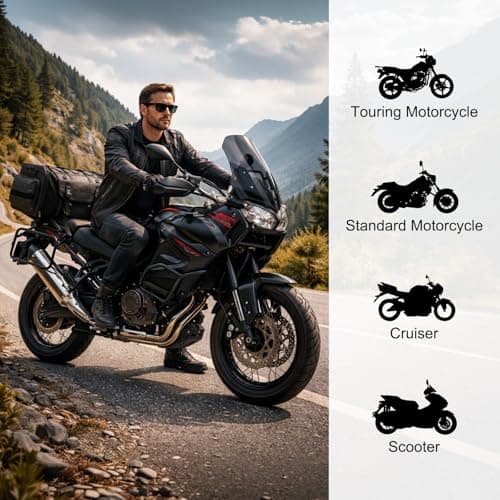 GreenWhim Motorbike Saddle Bag Large Motorcycle Travel Luggage Tail Bag 40-55LBlack Motorbike Travel Luggage Seat Bag with Waterproof Rain Cover Black — view 3