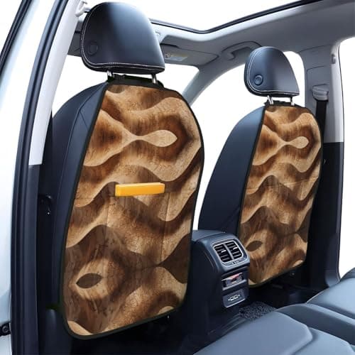 WXXWXD Cork grain texture Patterned Car Seat Kick Protector, Car Storage Mat, Seat Back Protector — view 3
