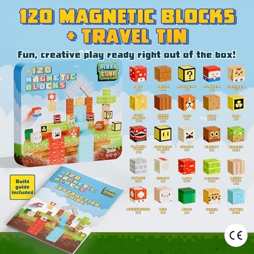 Pixel Cube 120 Magnetic Building Blocks Set - With Metal Travel Tin — view 2
