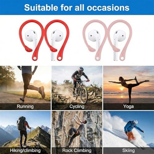 Gaomumu 4PCS Silicone Ear Hooks Wireless Earbuds, Portable Replacement Earphone Holder, Ergonomic Anti-Lost Secure Earphone Loops for Running, Cycling, Gym(Red & Pink) — view 5