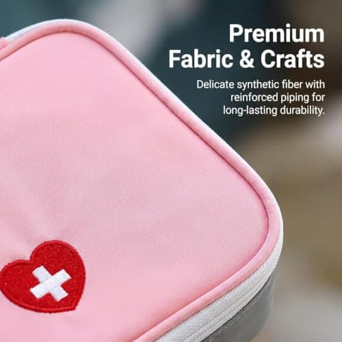Fansoftiks Pink Mini First Aid Kit,Portable Emergency Organizer for Travel, Hiking and Car,Compact Outdoor Medical Bag, Water-Resistant Medicine Case for Home/Camping,Essential Safety Supplies — view 4