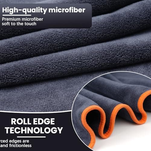 JRHSLCXLT 2 Pack Microfibre Sports Towel Fast Drying & Absorbent Gym Towel Men Workout Sweat Towels for Gym Fitness,Yoga, Camping Black Towels (Dark Gray & Orange, 2PCS-40x80cm) — view 4