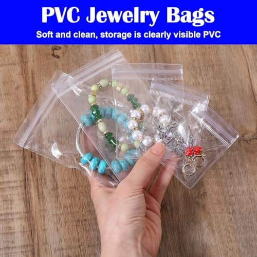 Sorcristy 5 Sizes Jewellery Bags, 50Pcs Jewellery Pouches Small with Self-Sealing Zipper Anti Tarnish Jewelry Storage Bags for Rings, Earrings, Bracelets, Small Packaging — view 4