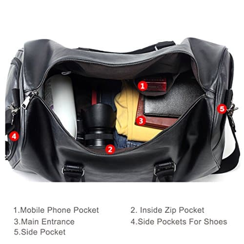 seyfocnia Travel Duffel Bag, Overnight Weekend Bag with Shoe Compartment Carry On Hand Luggage Bags Large Holdall Bags for Men (Black) — view 2