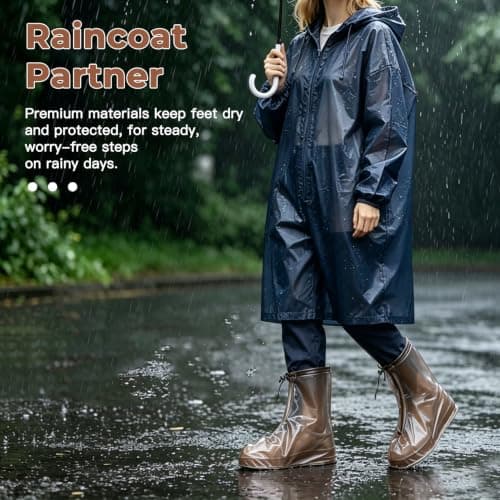 1 Pair Waterproof Shoe Covers Reusable, Over Shoes Protectors, Non Slip Waterproof Overshoes, Black Rain Boot Shoe Covers, Thickened Foldable Boot Cover for Rain Gardening Hiking Outdoor Cycling — view 6