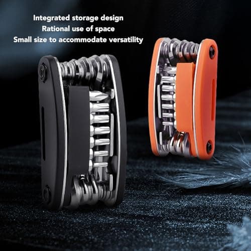 20 in 1 Multi Tool, Anti- Portable Electroplating Process Professional Cycling Multi-Tool Kit for Emergency Maintenance for Travel (Orange) — view 3