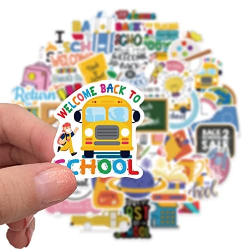 100 Pcs Back to School Stickers for Students Kids, Colorful Science Scrapbook Sticker Packs for Laptop Water Bottles, Books, Waterproof Teacher Decals School Supplies Classroom Decorations DIY Crafts — view 6