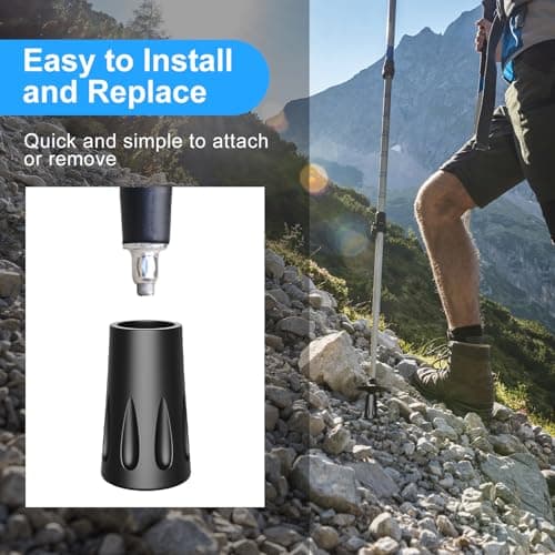 supregear Walking Poles Caps, 8 Pcs Anti-Slip and Shock Absorbing Rubber Feets for Walking Stick, Fits Most Standard Hiking, Trekking, Walking Poles, 11 mm/0.43 inch Diameter — view 6