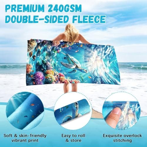 Microfibre Beach Towels for Adults, 180 × 90 cm Extra Large Quick Dry Towel — view 3