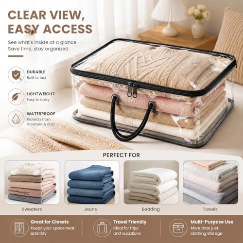 3pcs Clear Yarn Storage Organiser with Handles, Large Dust-Proof Wool Storage Bags with Zips for Knitting & Crochet Accessories, Portable Yarn Bag for Craft Storage & Saving Space — view 3
