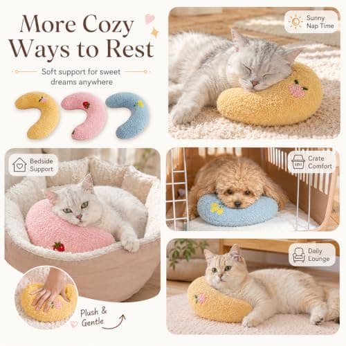 3 Pcs Cats and Small Dogs Neck Pillow Bed, U-Shaped Calming Neck Support — view 6