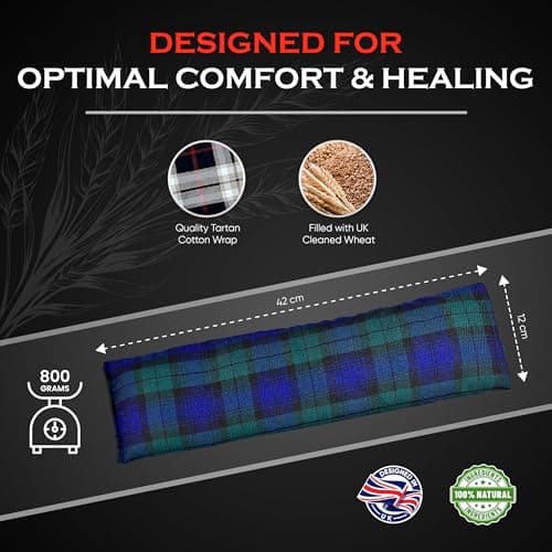 Wheat Bags Microwavable Neck and Shoulder Wrap - Relaxing Microwave Heat Pad for Comfort - Tartan Cotton Fabric with UK Wheat Bags Microwavable Unscented Compress by Kalore - Purple — view 5