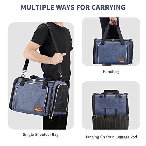 Cat Carrier Bag in Denim Fabric, ENSOBO Pet Transport Bag — view 4
