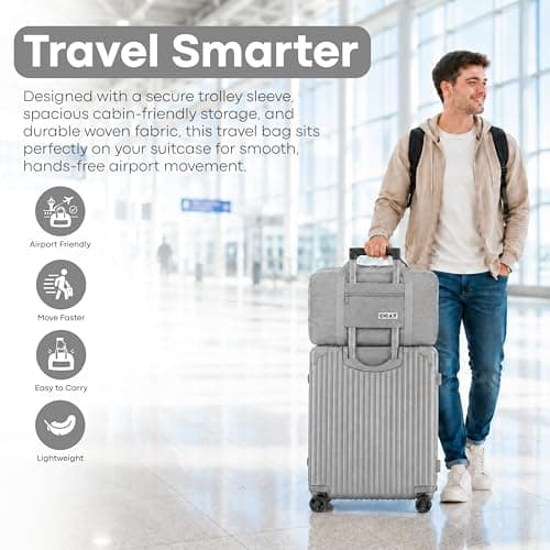 Beach Stone EasyJet Cabin Bag 45x36x20 – 25L Lightweight Duffle Holdall for Travel Gym Overnight Use - Airline Approved Underseat Hand Luggage for Men and Women (Grey) — view 4