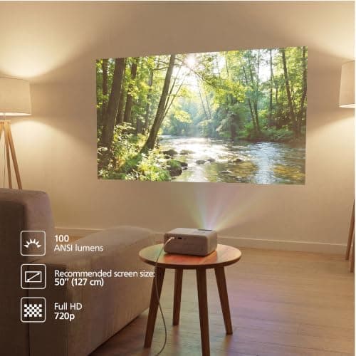 Philips NeoPix 106 Portable Projector LCD LED, 720p, 100 ANSI Lumens, Display up to 50 Inches, USB-C, HDMI, Automatic Keystone Correction, White — view 2