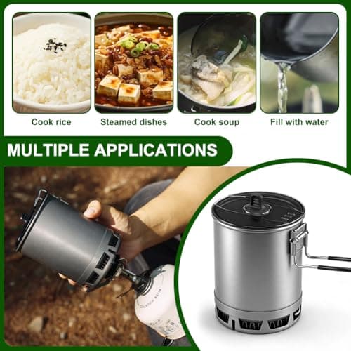 Camping Pot 600 ml 162 g Ultralight Foldable with Heat Exchanger for Outdoor Gas Stove Highly Efficient Camping Cooking Pot for Hiking & Travel — view 5