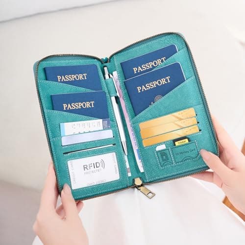 Toctax Passport Holder Travel Wallet for Family, RFID Passport Wallet Travel Document Holder for Men and Women (Blue) — view 5
