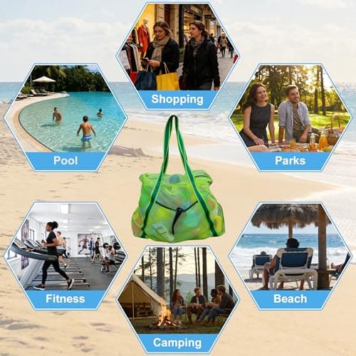 Leberna Mesh Beach Sand Toy Bags (Green) — view 6