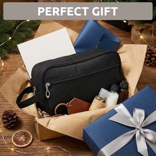 Toiletry Bag for Men Women, Waterproof Wash Bag with Handle, Black — view 5