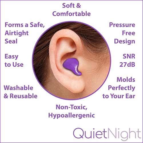 QuietNight Silicone Sleep Earplugs 4 Pairs SNR 27dB Mouldable Noise Cancelling Reusable — view 2