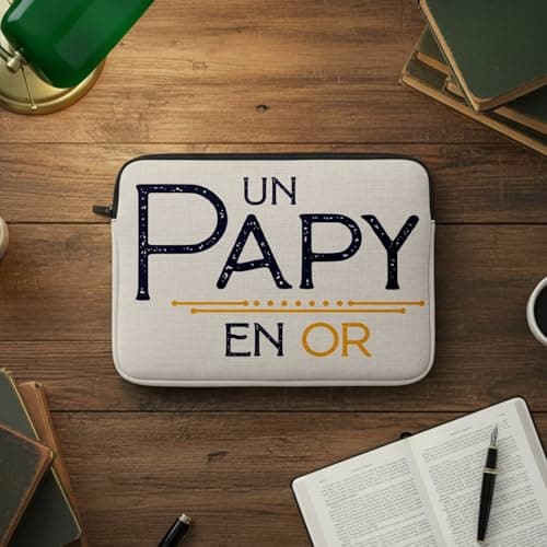 Linen Look Laptop Case with Golden Grandpa Father Love Family 10 Inches Protective Laptop Sleeve Printed in France — view 4