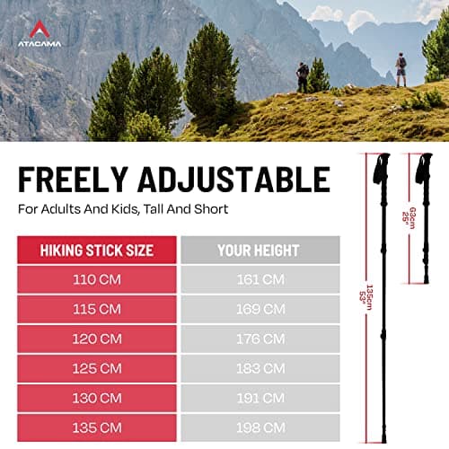 ATACAMA Walking Poles Women - Lightweight Aluminium Carbon Hiking Sticks Men Cork Handle - Adjustable Telescopic Hiking Poles - Folding Trekking Poles - Nordic Walking Poles Men - Hiking Accessories — view 3