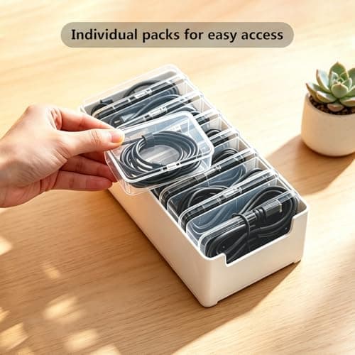 Cable Management Box with 7 Clear Cases, Desk Cable Organiser — view 5