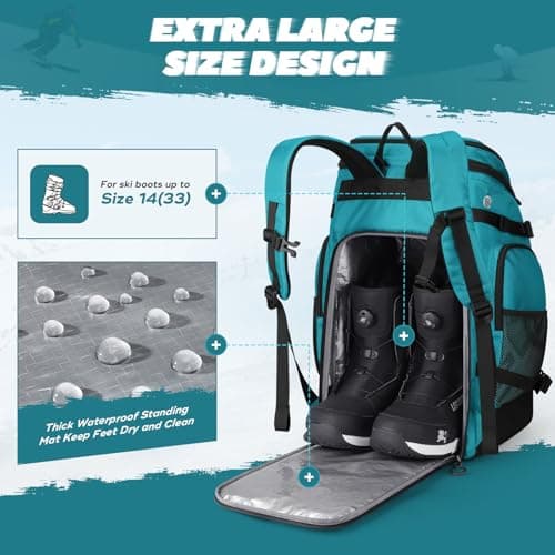 Maelstrom Ski Boot Bag,55L Large Ski Boots Travel Backpack for Men Women，Waterproof Snowboard Boot Bag for Travel Stores Gear Including Ski Helmet, Goggles, Gloves, Skis & Accessories — view 2
